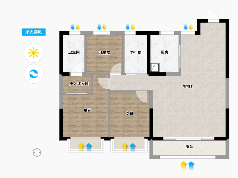 吉林省-长春市-万达长春国际影都-87.18-户型库-采光通风