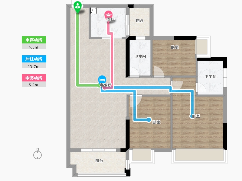 广东省-梅州市-君悦世家汇丰园-90.45-户型库-动静线