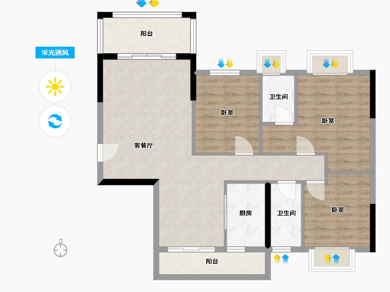 广东省-梅州市-合兴山水名都二期-87.97-户型库-采光通风