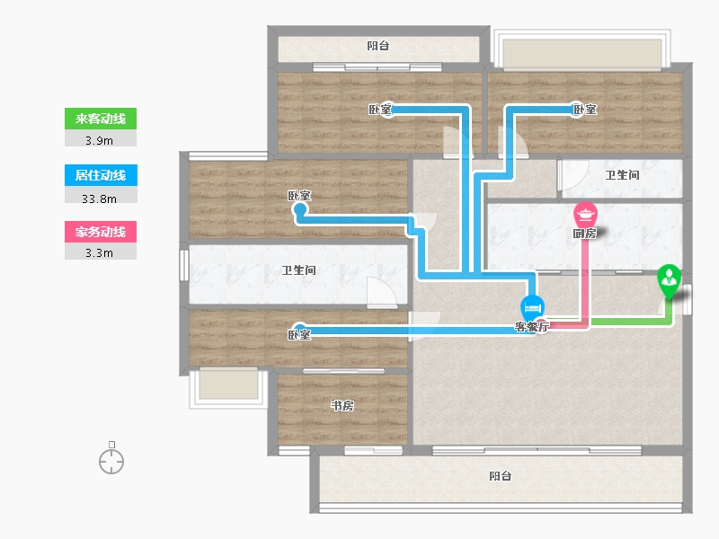 广东省-梅州市-宁江新城六期【君和盛世】-123.70-户型库-动静线