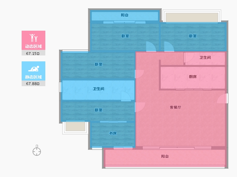 广东省-梅州市-宁江新城六期【君和盛世】-123.70-户型库-动静分区