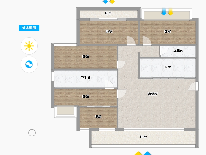 广东省-梅州市-宁江新城六期【君和盛世】-123.70-户型库-采光通风