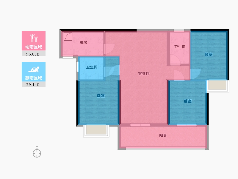 广东省-梅州市-丰顺碧桂园滨江时代-85.58-户型库-动静分区