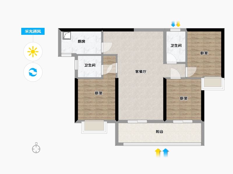 广东省-梅州市-丰顺碧桂园滨江时代-85.58-户型库-采光通风