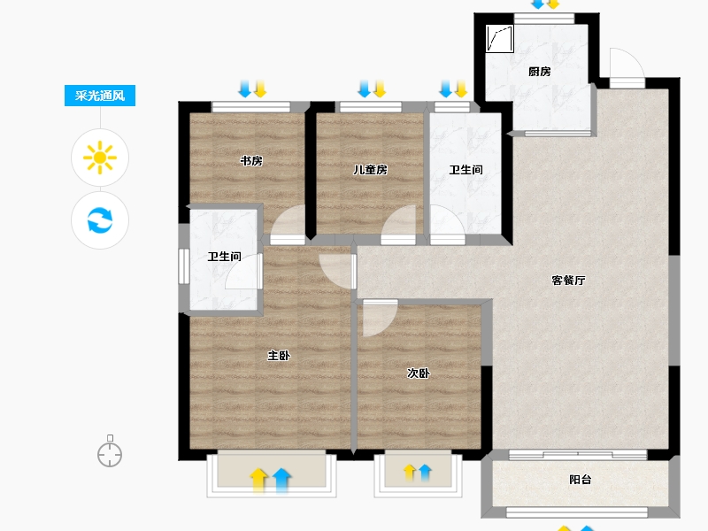 吉林省-长春市-万达长春国际影都-87.58-户型库-采光通风