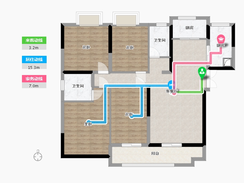 湖南省-长沙市-恒生碧水龙庭-106.83-户型库-动静线