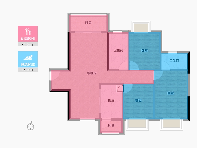 广东省-东莞市-御海蓝岸臻品-76.57-户型库-动静分区