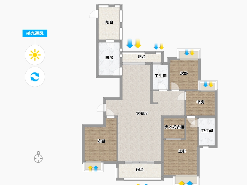 福建省-泉州市-南益鲤景湾-120.76-户型库-采光通风