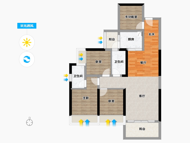 湖南省-衡阳市-合兴顺湖城-84.45-户型库-采光通风