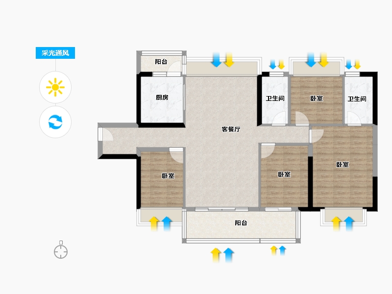 广东省-阳江市-浩丰海棠湾-110.85-户型库-采光通风