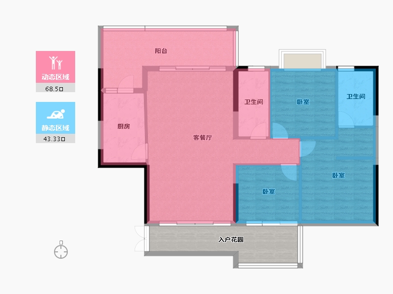 广东省-江门市-沃华中环广场-114.11-户型库-动静分区