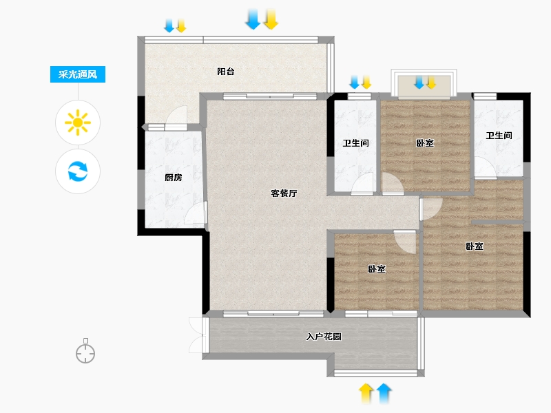 广东省-江门市-沃华中环广场-114.11-户型库-采光通风