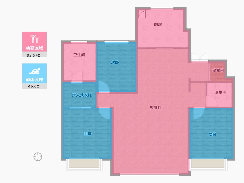 吉林省-长春市-万科星光城-130.00-户型库-动静分区