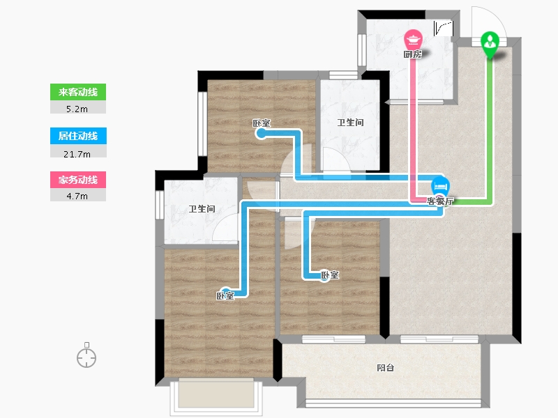 湖南省-怀化市-步步高・中环广场-81.42-户型库-动静线