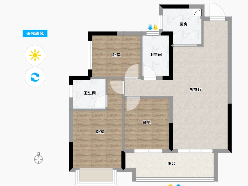 湖南省-怀化市-步步高・中环广场-81.42-户型库-采光通风