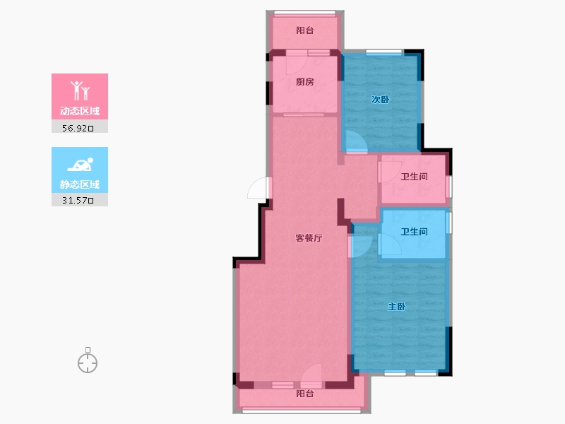 吉林省-长春市-绿地澜溪府-77.75-户型库-动静分区