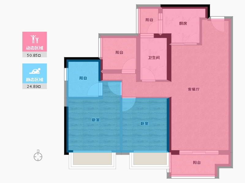 广东省-佛山市-奥园誉峯-66.58-户型库-动静分区