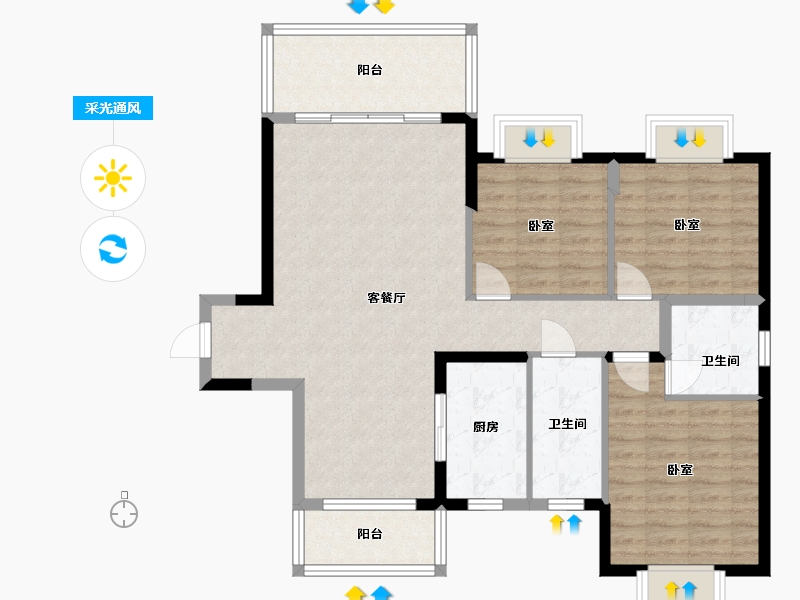 湖南省-邵阳市-新时代家园-100.95-户型库-采光通风