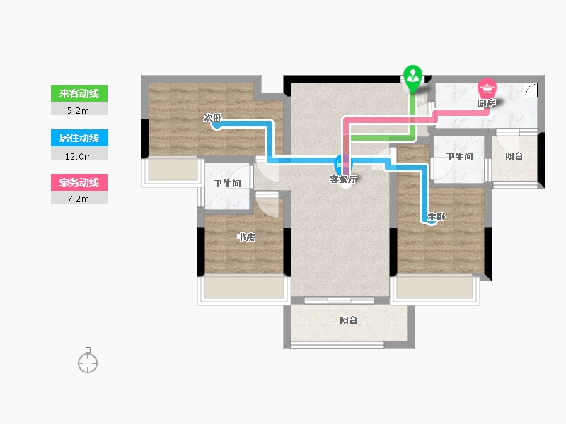 重庆-重庆市-新鸥鹏教育城-74.58-户型库-动静线