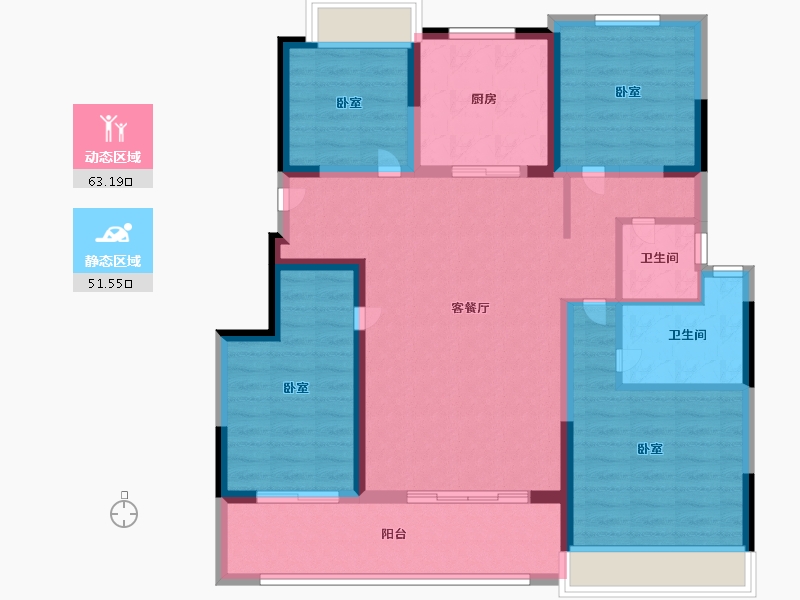 江苏省-镇江市-中南·聆江阁-102.00-户型库-动静分区