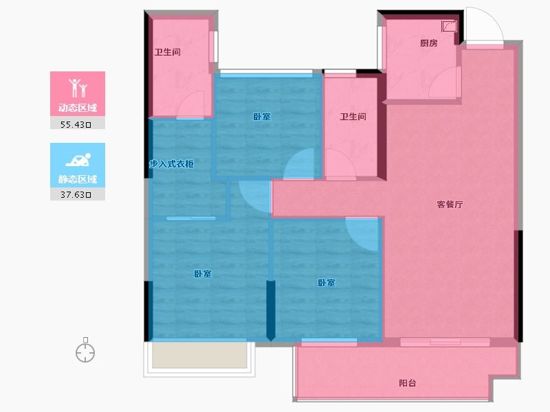 湖南省-怀化市-华远·万江府-84.00-户型库-动静分区