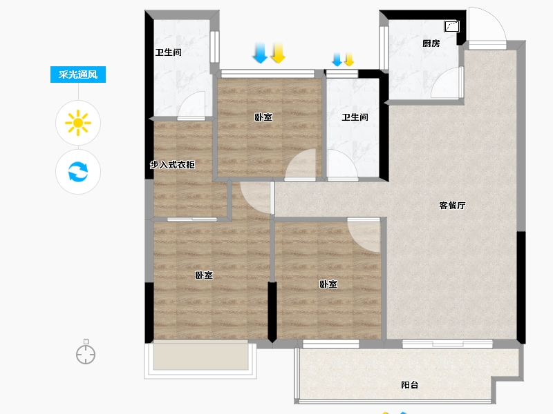 湖南省-怀化市-华远·万江府-84.00-户型库-采光通风