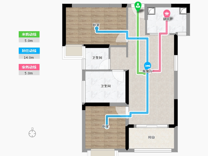 湖南省-怀化市-步步高・中环广场-70.13-户型库-动静线