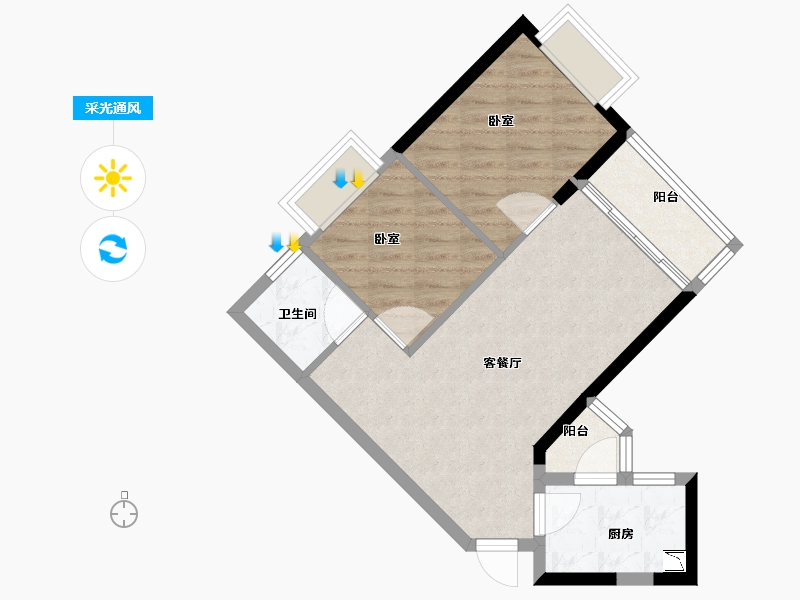 广东省-广州市-广州恒大阳光半岛-58.00-户型库-采光通风