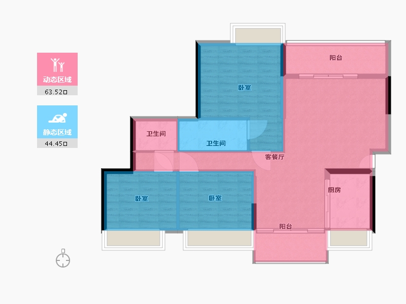 湖南省-郴州市-德泰宝领嘉园-98.00-户型库-动静分区