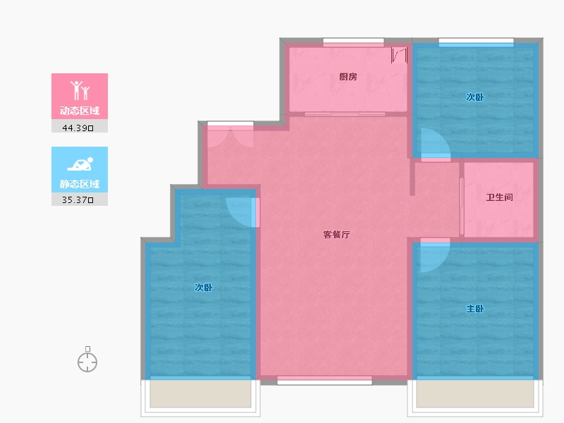 吉林省-长春市-江南公馆-71.10-户型库-动静分区