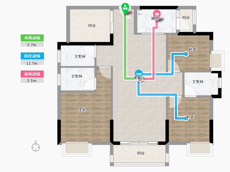 广东省-佛山市-奥园公园一号-104.00-户型库-动静线