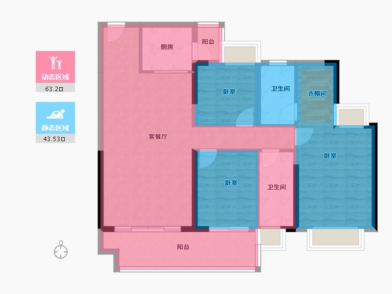 广东省-阳江市-浩丰海棠湾-95.85-户型库-动静分区