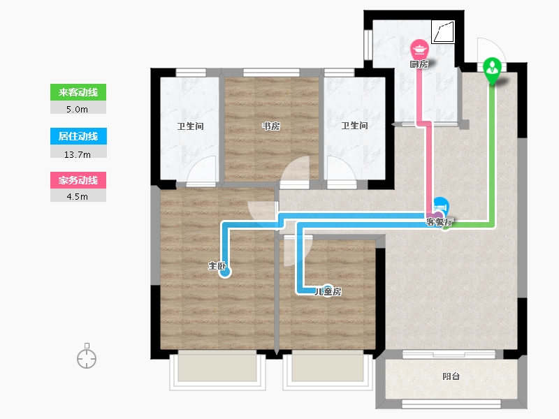 吉林省-长春市-万达长春国际影都-74.17-户型库-动静线