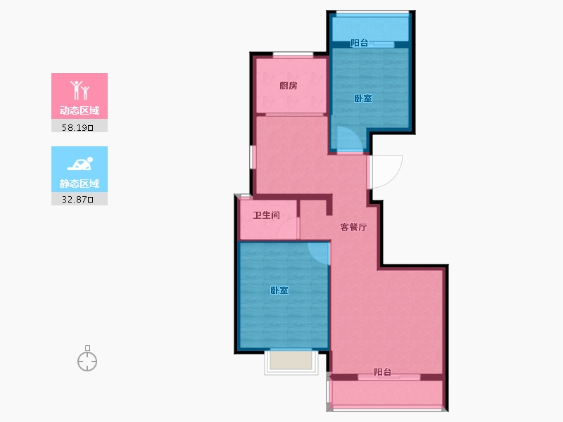 河南省-商丘市-新城国际·兰溪谷-81.81-户型库-动静分区