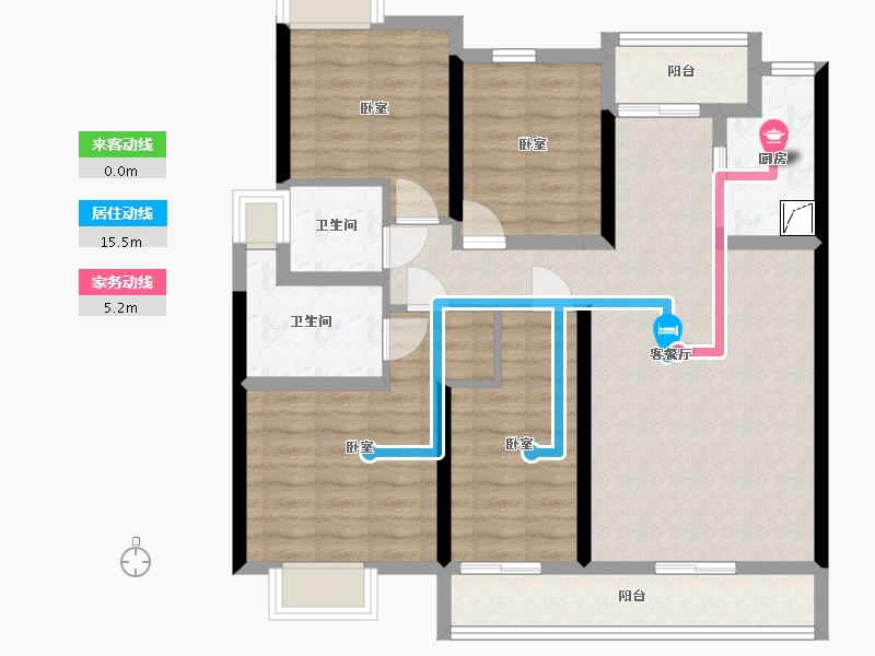 广东省-梅州市-丰顺碧桂园滨江时代-95.57-户型库-动静线