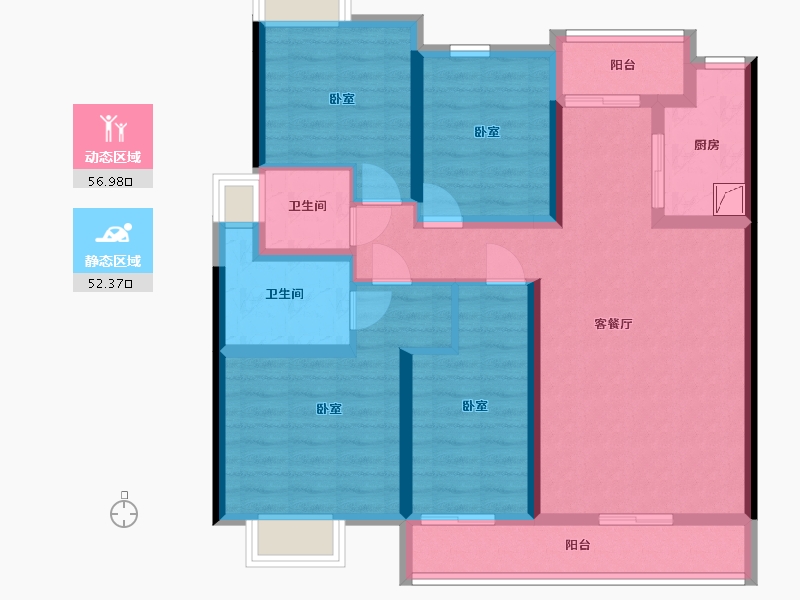 广东省-梅州市-丰顺碧桂园滨江时代-95.57-户型库-动静分区