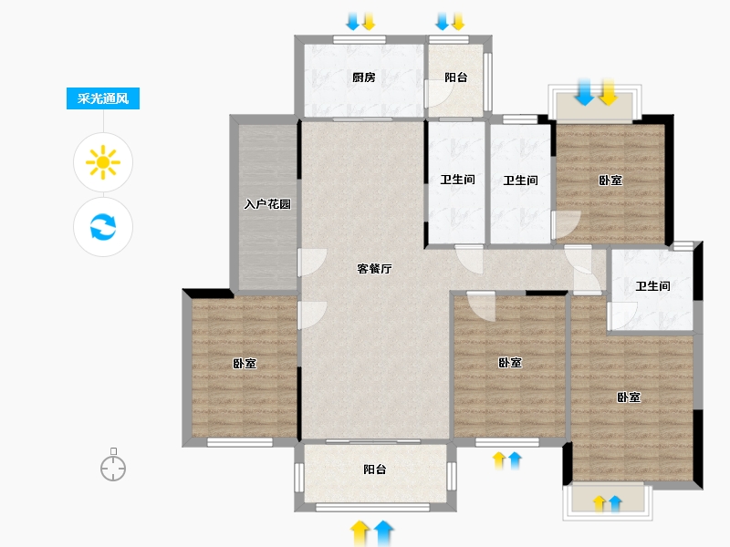 湖南省-衡阳市-雅士林欣城江岳府-127.90-户型库-采光通风