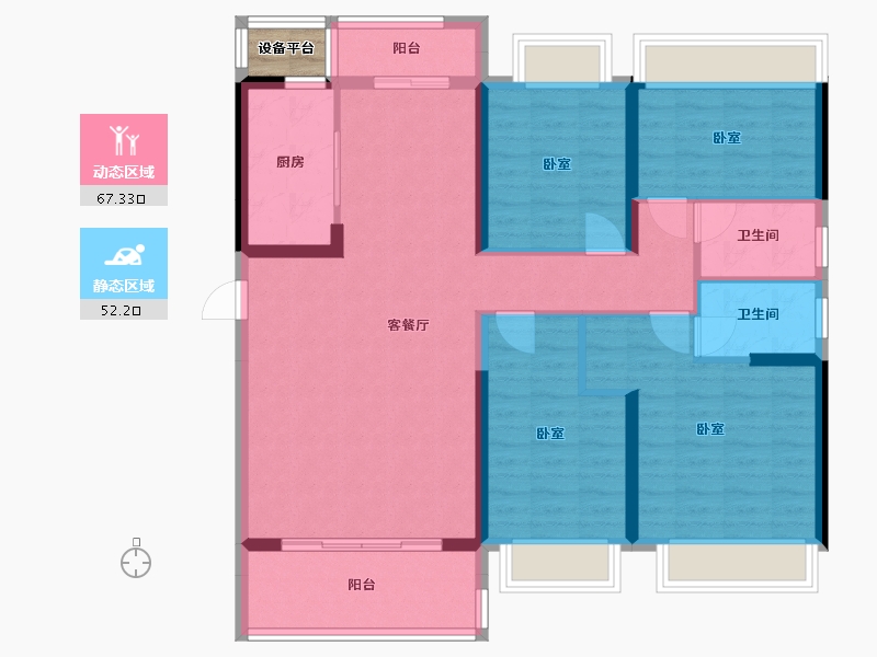 湖南省-衡阳市-华耀碧桂园·十里江湾-108.75-户型库-动静分区