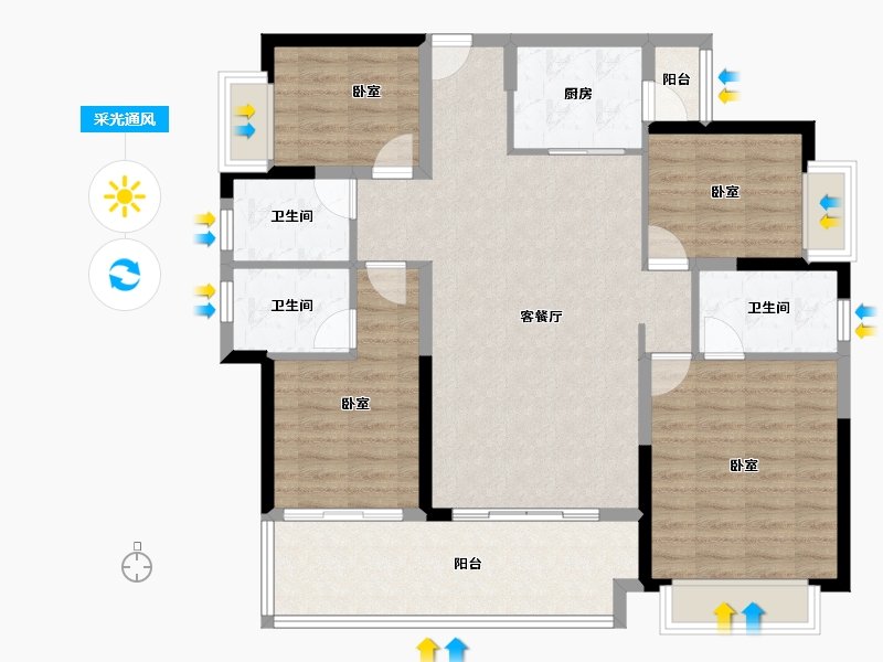 广东省-阳江市-浩丰海棠湾-109.93-户型库-采光通风