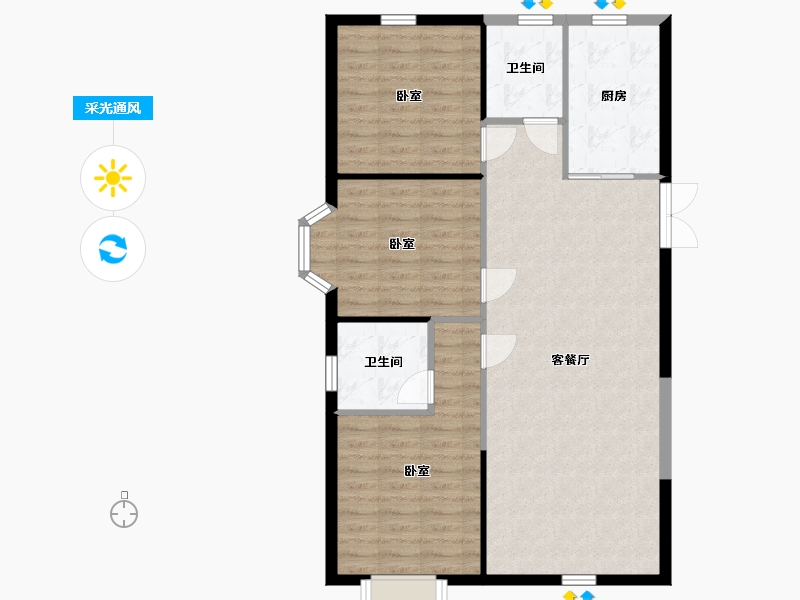 内蒙古自治区-包头市-方兴·凤凰台-92.65-户型库-采光通风