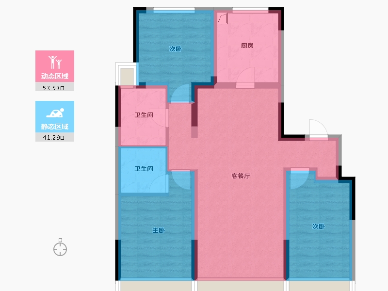 吉林省-长春市-中海锦城-84.08-户型库-动静分区