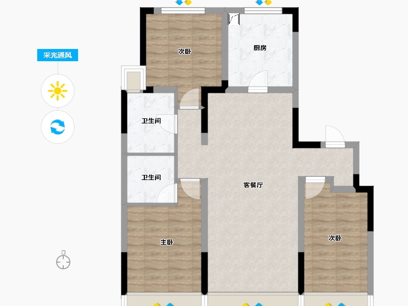 吉林省-长春市-中海锦城-84.08-户型库-采光通风