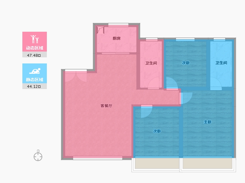 吉林省-长春市-江南公馆-81.40-户型库-动静分区