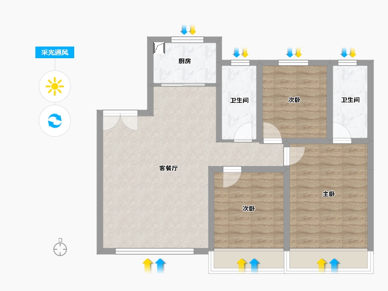 吉林省-长春市-江南公馆-81.40-户型库-采光通风