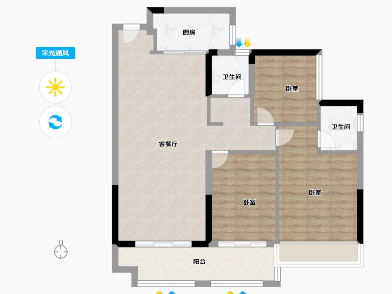 广东省-佛山市-海伦堡菁华府-85.42-户型库-采光通风