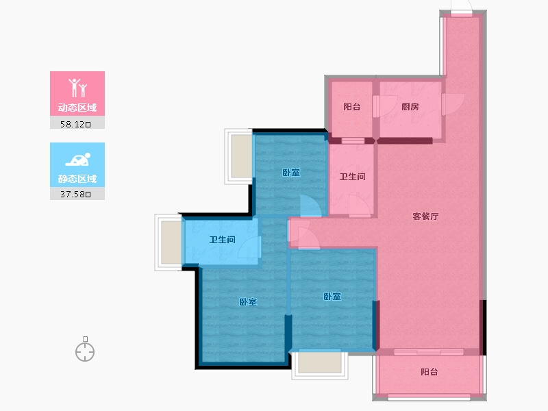 广东省-梅州市-印象唐苑-85.56-户型库-动静分区