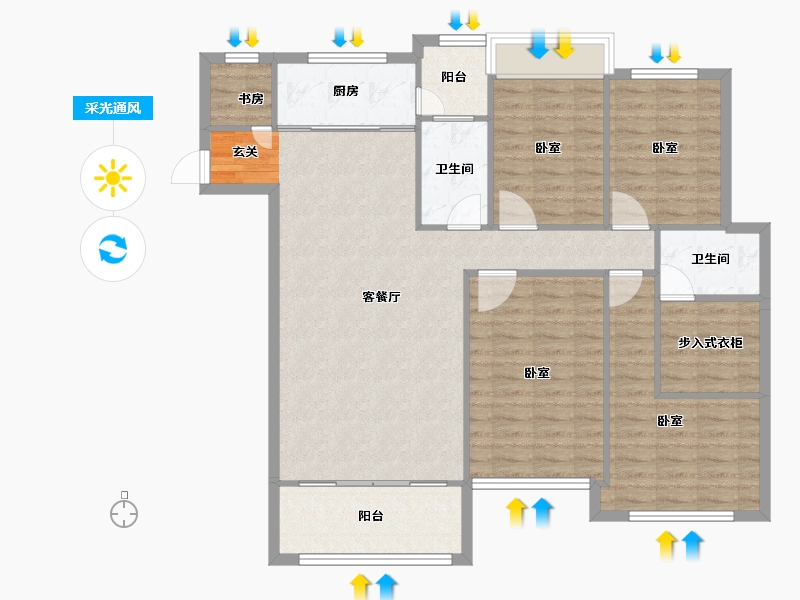 湖南省-邵阳市-邦盛凤凰城御都-114.38-户型库-采光通风