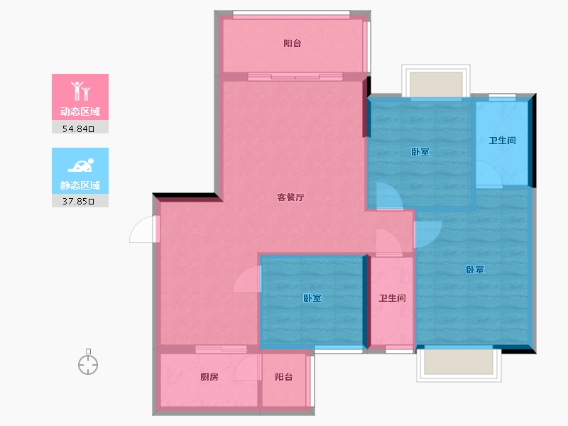 广东省-梅州市-合兴山水名都二期-83.65-户型库-动静分区