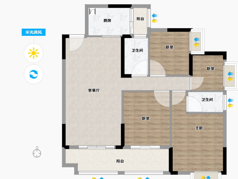 广东省-佛山市-奥园公园一号-108.00-户型库-采光通风