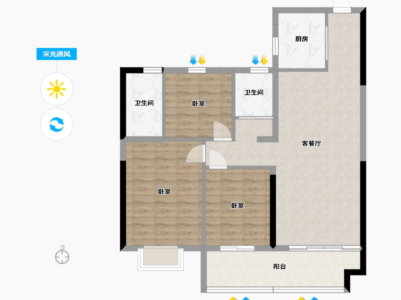 湖南省-衡阳市-华耀碧桂园·十里江湾-92.59-户型库-采光通风